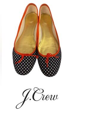☀️ J. Crew Clea Navy Polka Dot Ballet Flats